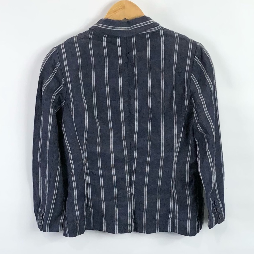 CAbi #871 Blue Striped Linen Blazer Jacket anchor - Picture 2 of 4